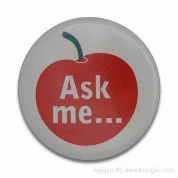 Tin and Button Badge, Various Shapes and Sizes are Available, Customized Designs are Welcome